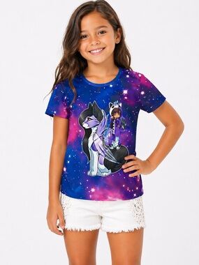 Girls Aphmau Inspired Galaxy Cat Graphic T-Shirt | You Tube | Gamer